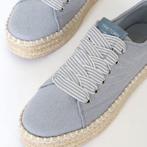 Tretorn Eve Ice Blue Linen Platform Sneaker - Size 4